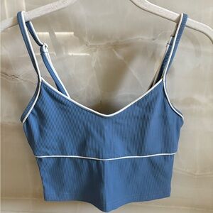 Edikted Blue Ribbed Crop Top